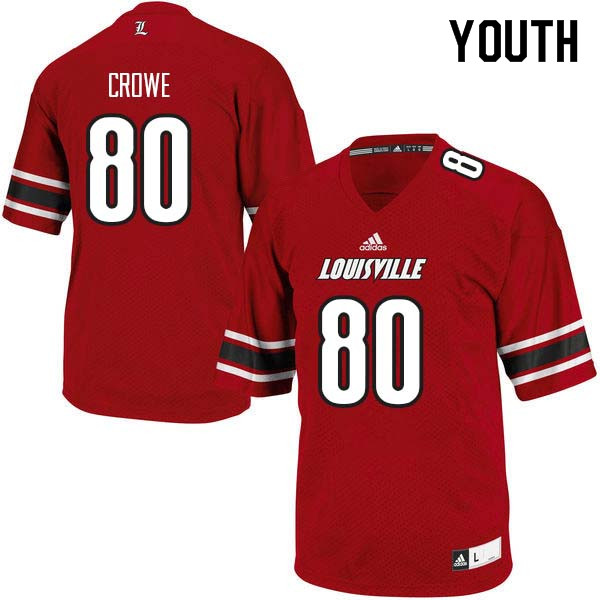 Youth Louisville Cardinals #80 Hunter Crowe College Football Jerseys Sale-Red